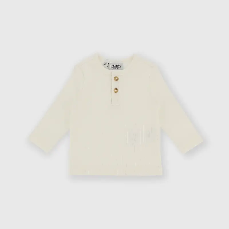 Maglietta maniche lunghe in costina da bambino bianco