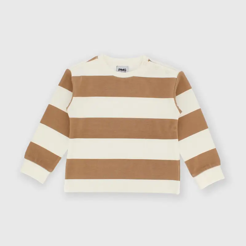 Maglietta maniche lunghe in costina da bambino marrone