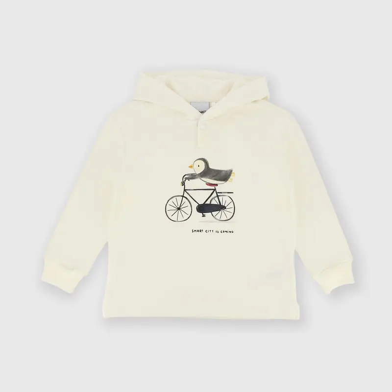 Maglietta maniche lunghe in cotone interlock da bambino bianco