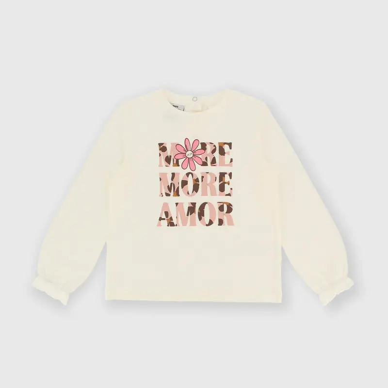 Maglietta maniche lunghe in jersey da bambina bianco