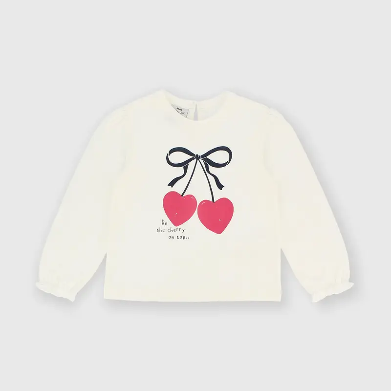 Maglietta maniche lunghe in jersey da bambina bianco