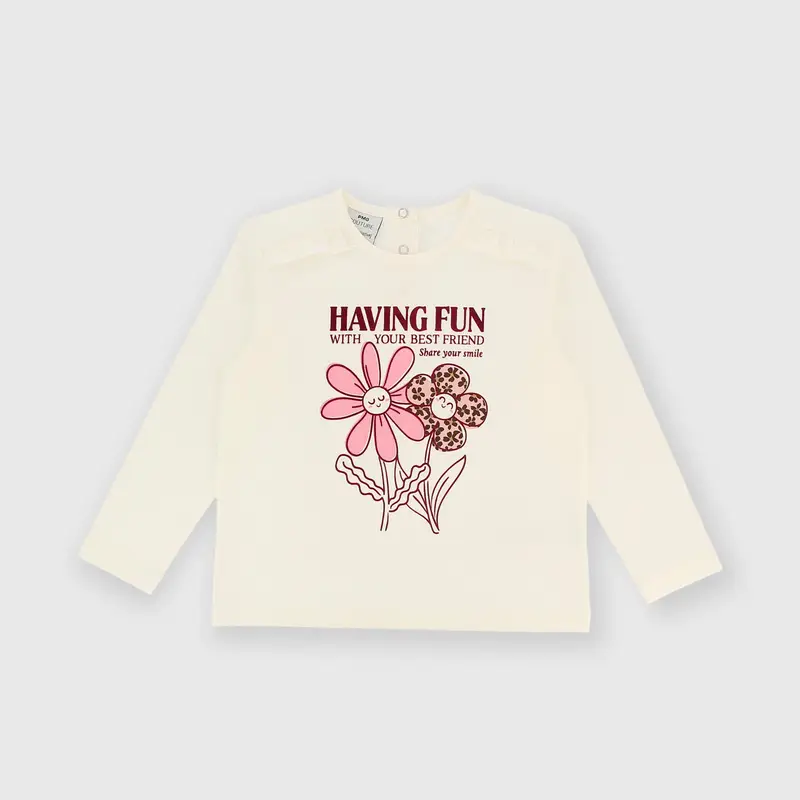 Maglietta maniche lunghe in jersey da bambina bianco