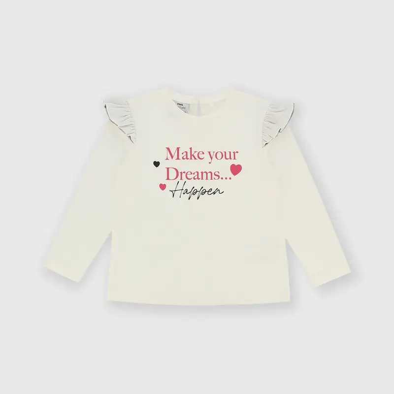 Maglietta maniche lunghe in jersey da bambina bianco