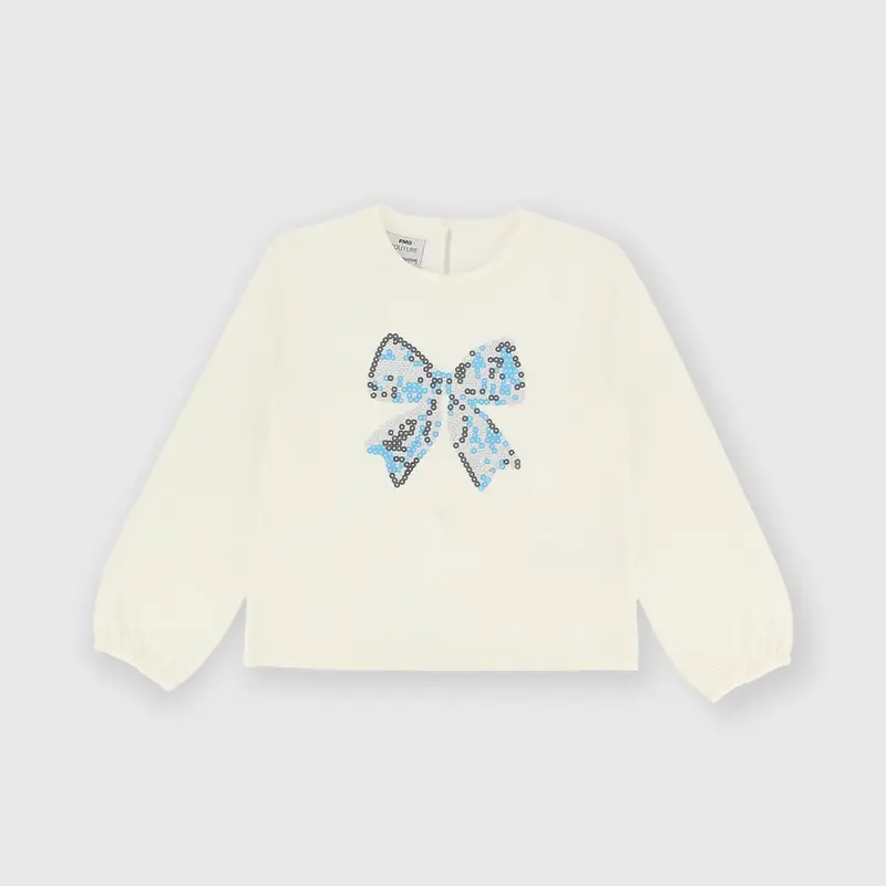 Maglietta maniche lunghe in jersey da bambina bianco