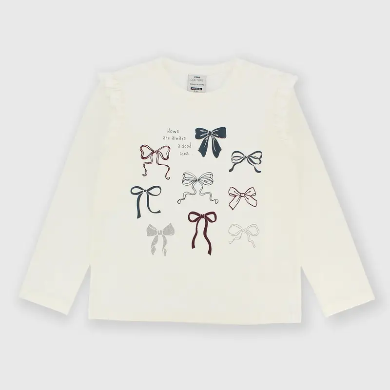 Maglietta maniche lunghe in jersey da bambina bianco