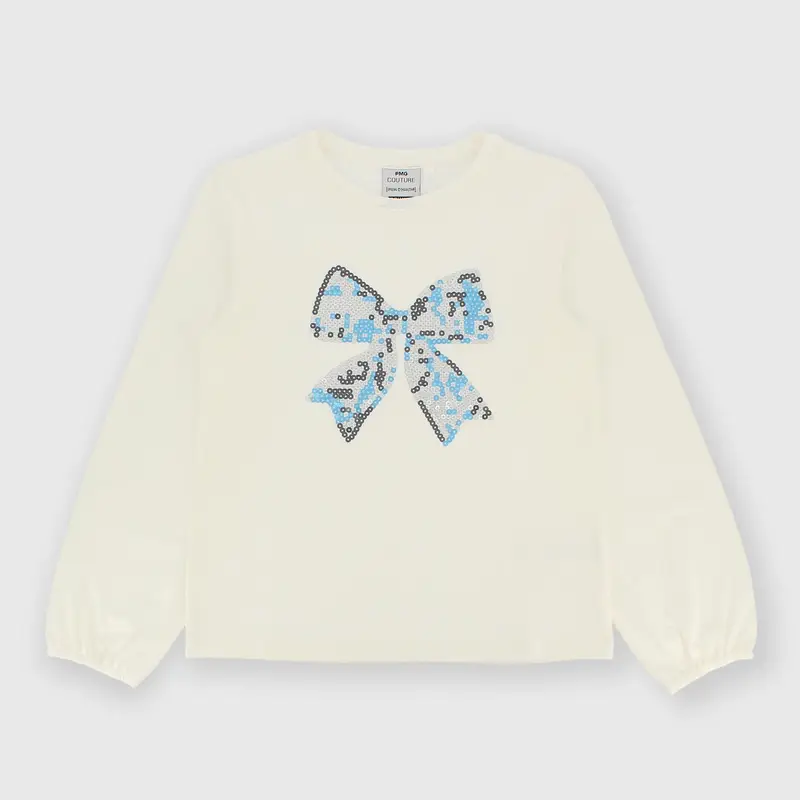 Maglietta maniche lunghe in jersey da bambina bianco