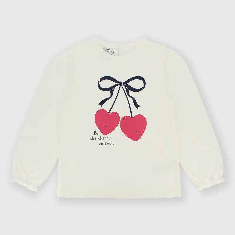 Maglietta maniche lunghe in jersey da bambina bianco