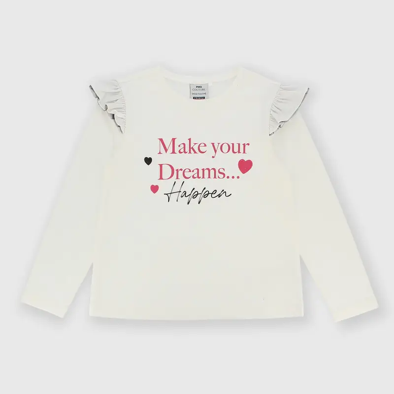 Maglietta maniche lunghe in jersey da bambina bianco