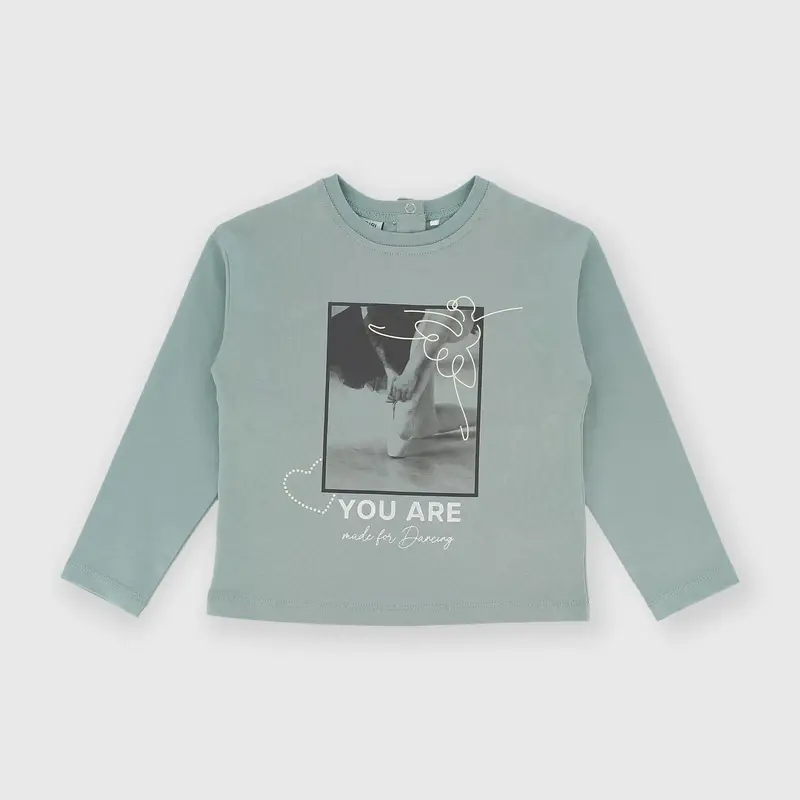 Maglietta maniche lunghe in jersey da bambina blu