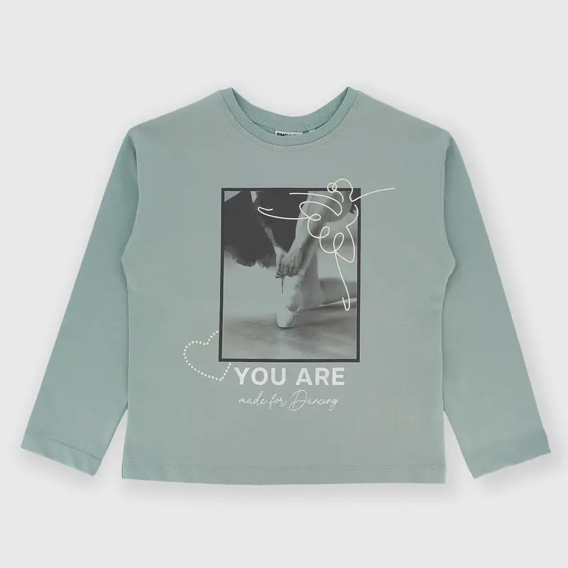 Maglietta maniche lunghe in jersey da bambina blu