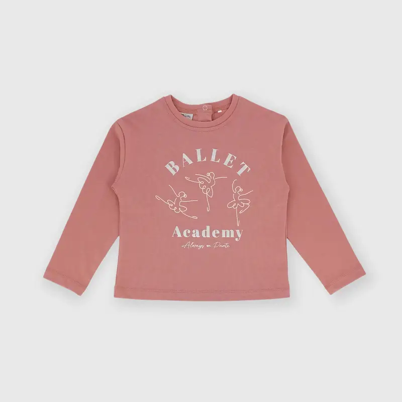 Maglietta maniche lunghe in jersey da bambina rosa