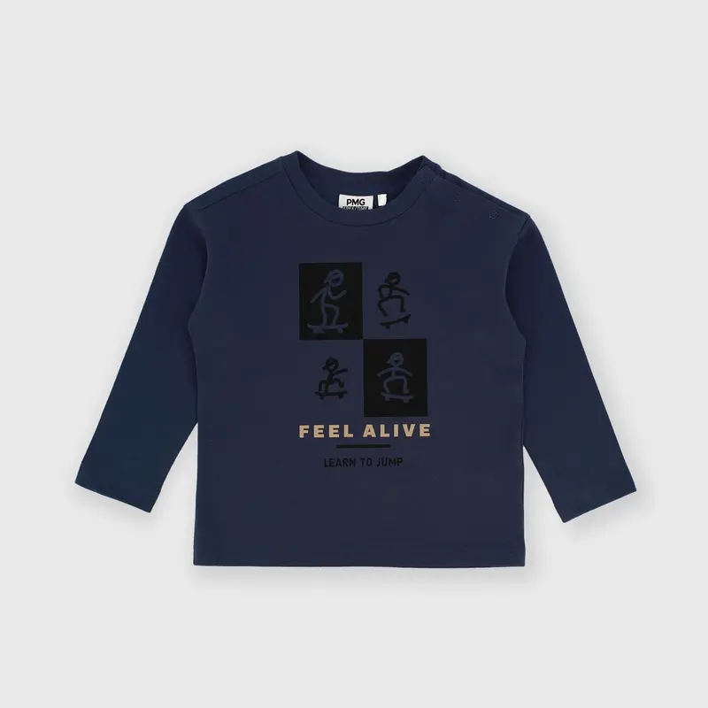 Maglietta maniche lunghe in jersey da bambino blu