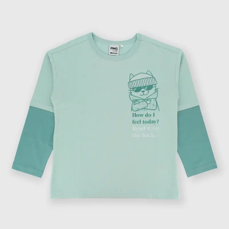 Maglietta maniche lunghe in jersey da bambino blu