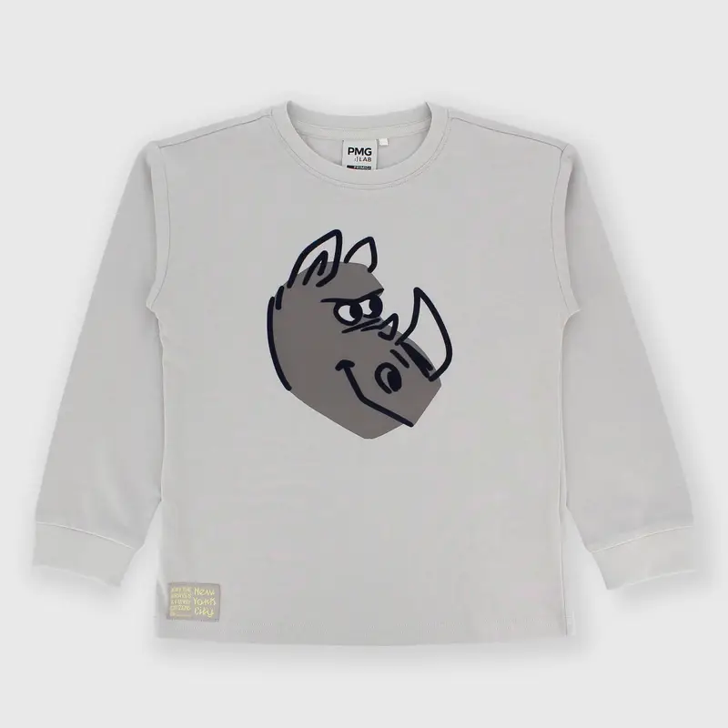 Maglietta maniche lunghe in jersey da bambino grigio