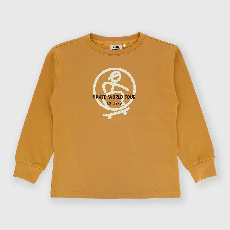 Maglietta maniche lunghe in jersey da bambino marrone