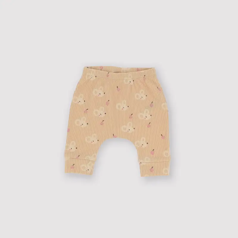 Pantalone in costina da bambina beige