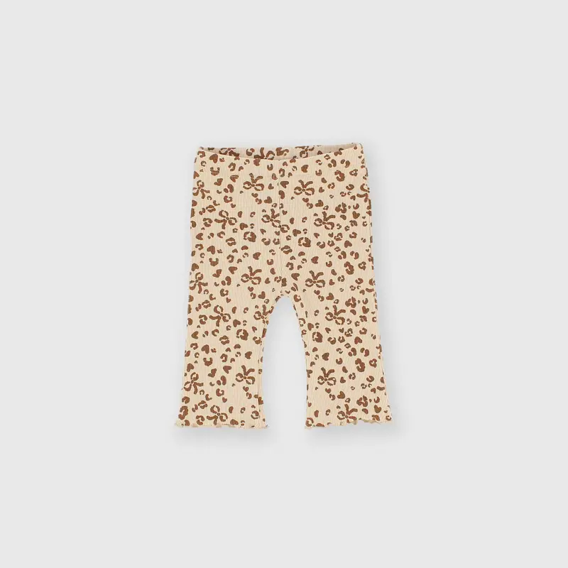 Pantalone in costina da bambina beige