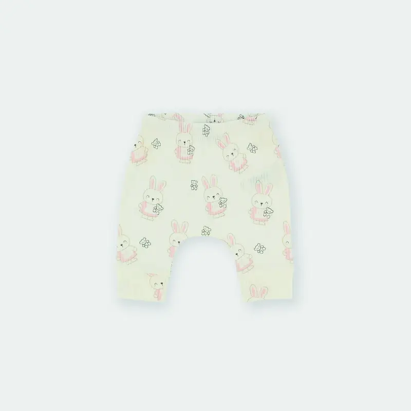 Pantalone in costina da bambina bianco