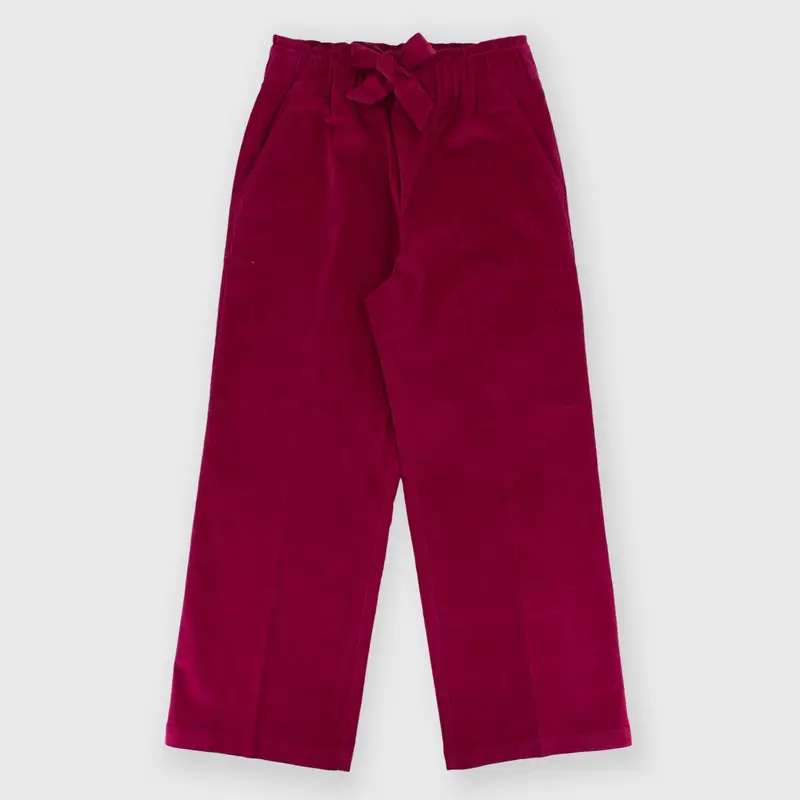 Pantalone in velluto da bambina rosa