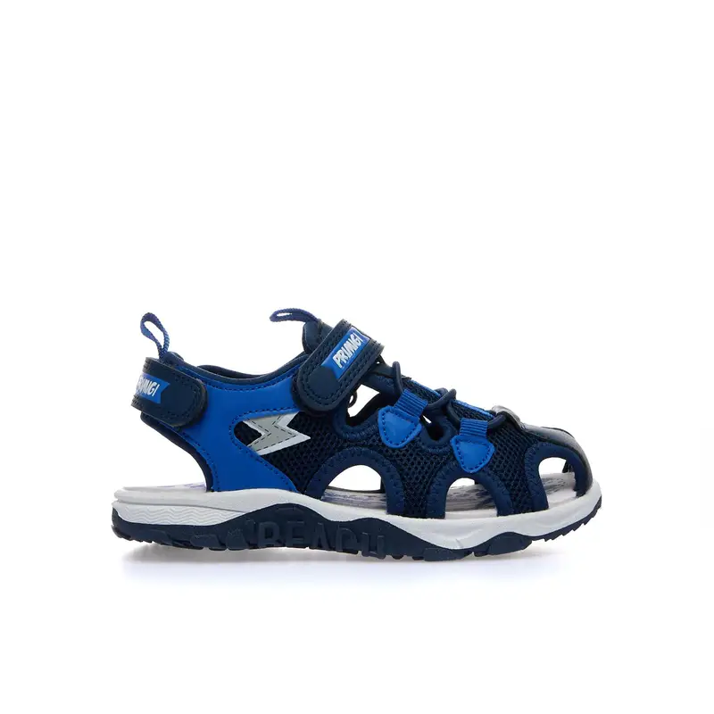 Sandali blu con gabbietta e velcro