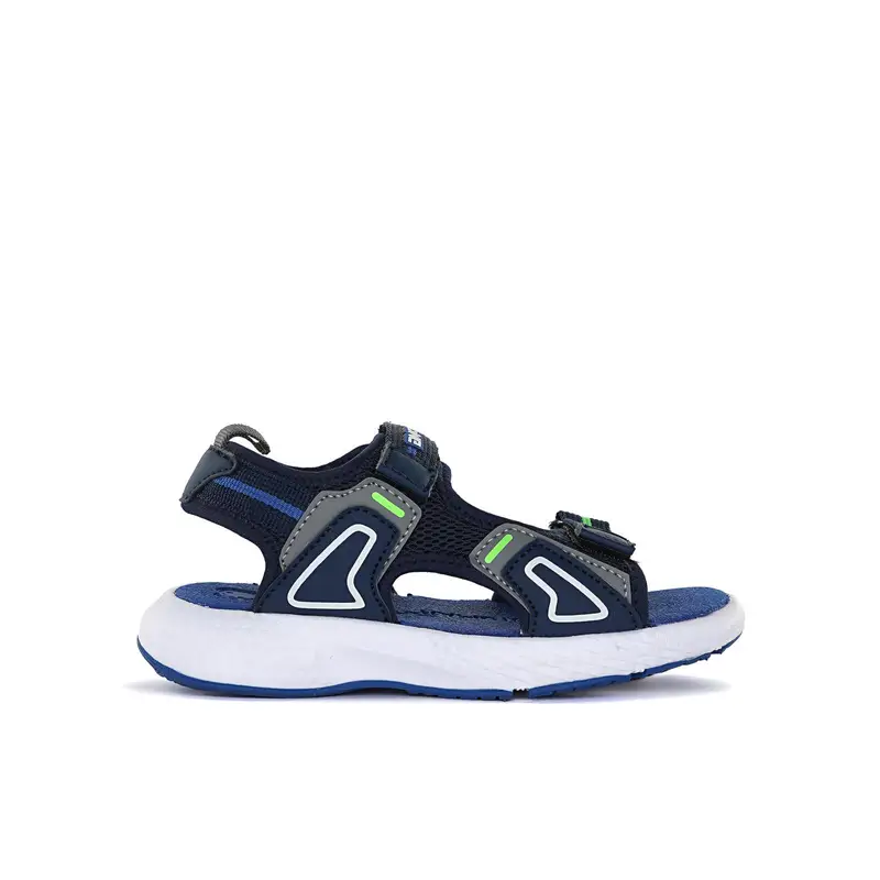 Sandali blu da bimbo con velcro e sottopiede in pelle