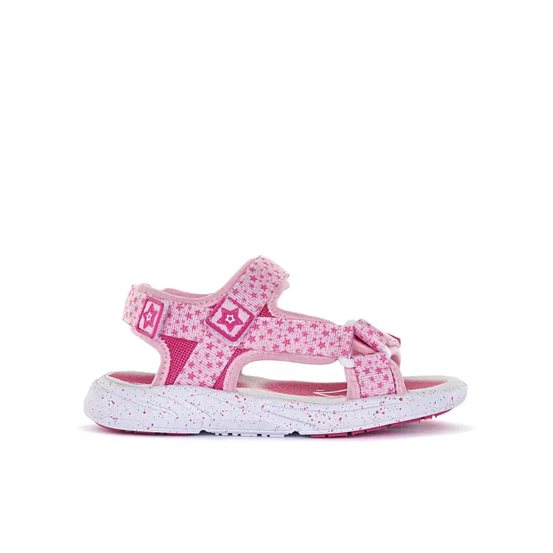 Sandali da bimba rosa con velcro e sottopiede in pelle