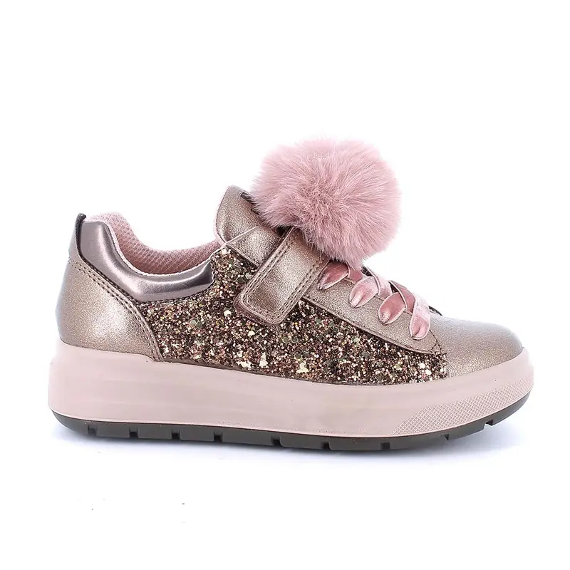 Scarpe da bambina marrone e rosa con strap