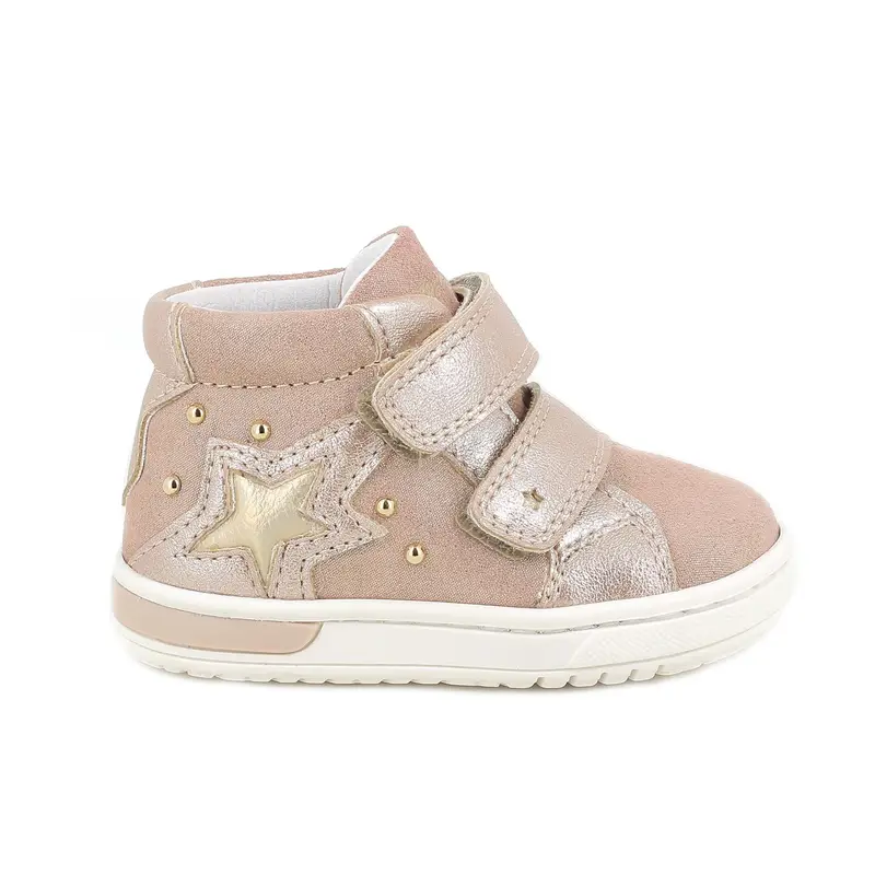 Scarpe da bambina rosa e beige con strap