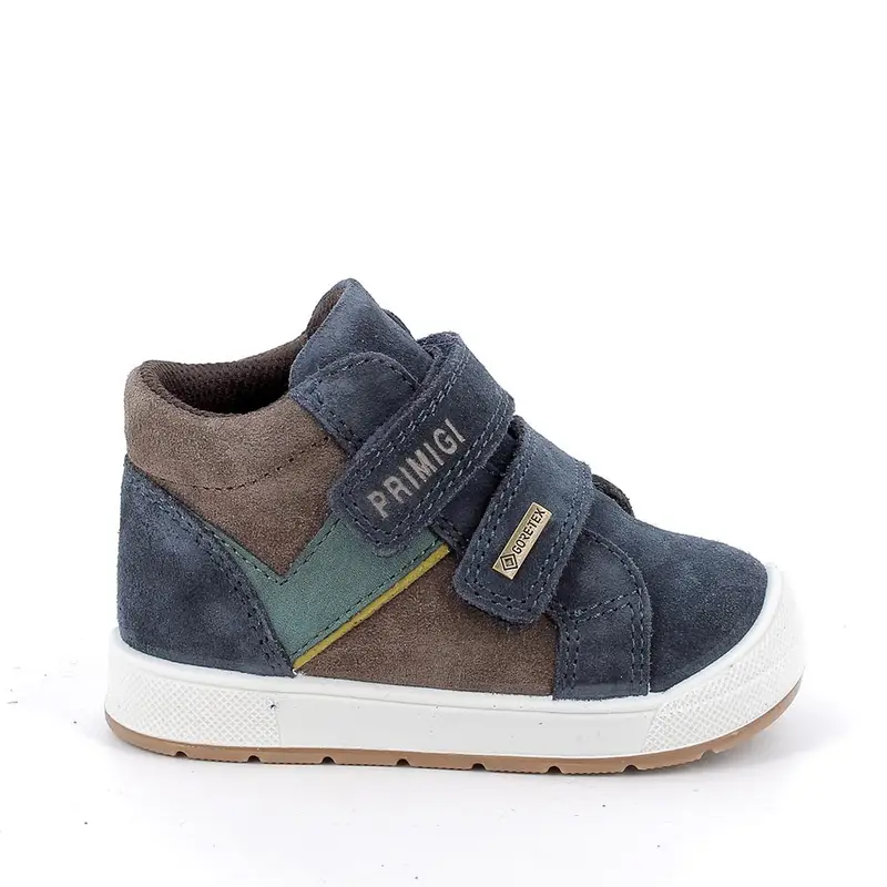 Scarpe gore-tex da bambino blu e marrone con strap