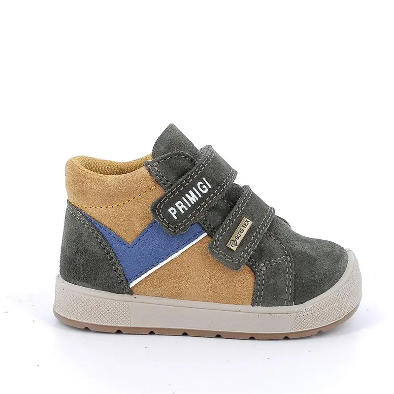 Scarpe gore-tex da bambino verde e giallo con strap