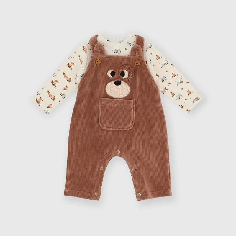 Set coordinato in ciniglia da bambino marrone