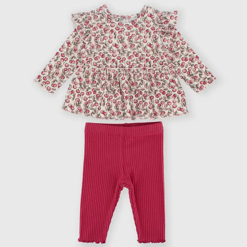 Set coordinato in costina da bambina bianco