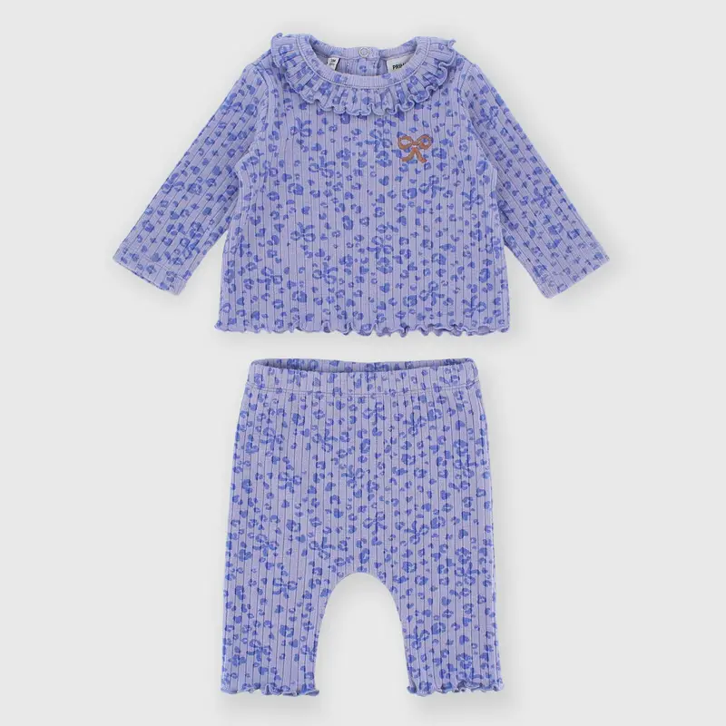 Set coordinato in costina da bambina viola