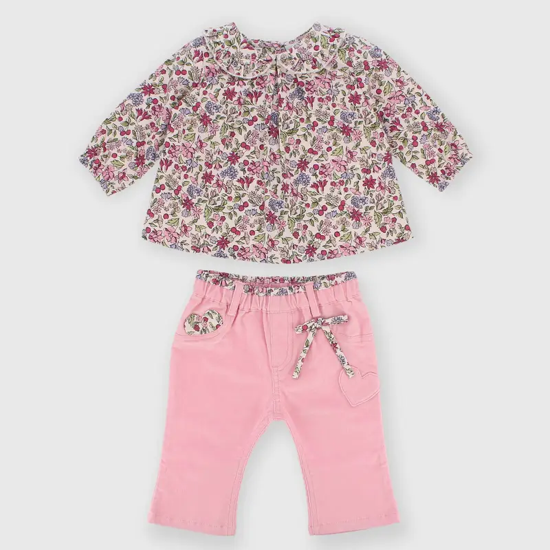 Set coordinato in cotone da bambina bianco