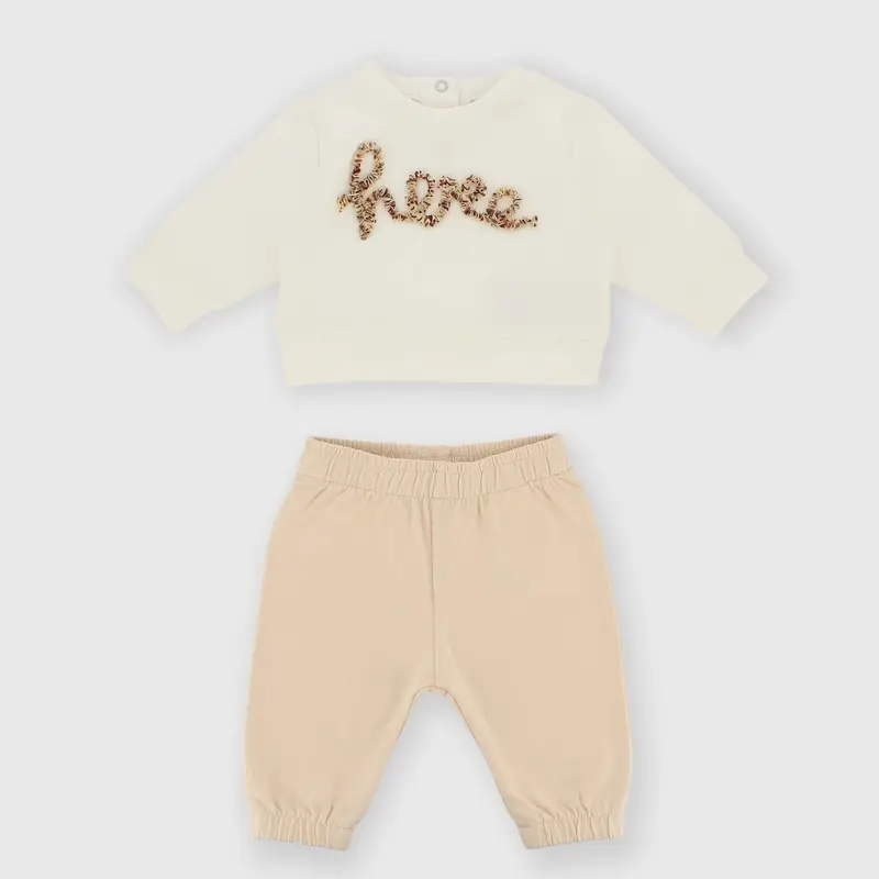 Set coordinato in felpa da bambina bianco