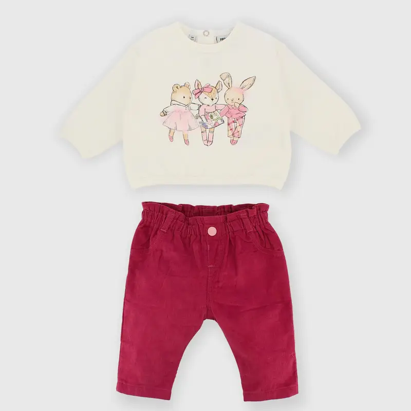 Set coordinato in felpa da bambina bianco