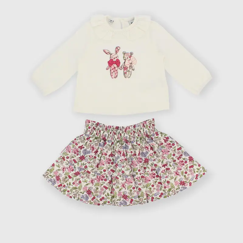 Set coordinato in jersey da bambina bianco