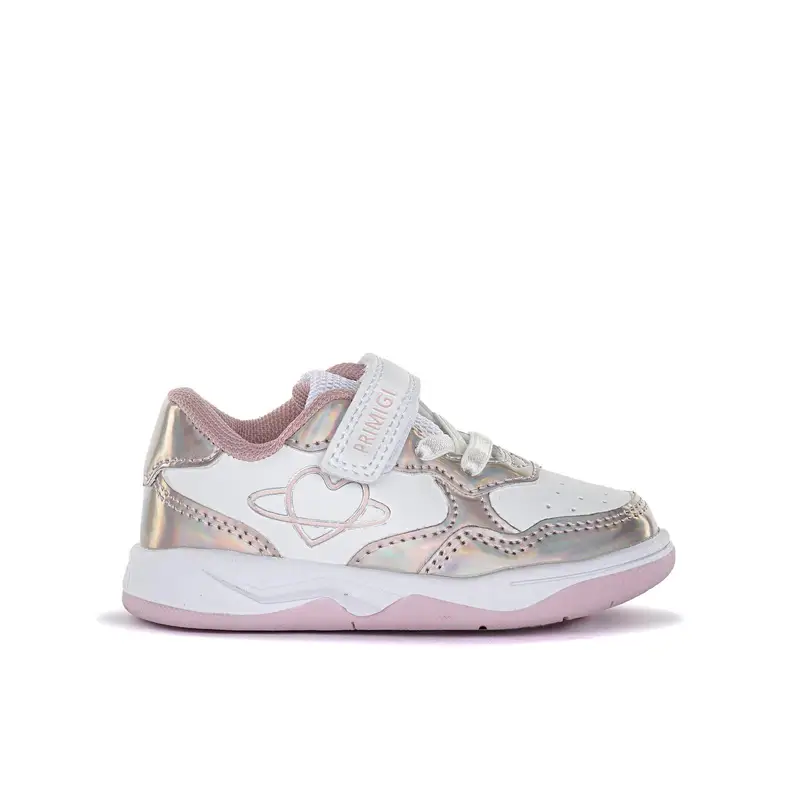 Sneakers bianche da bambina con inserti cangianti
