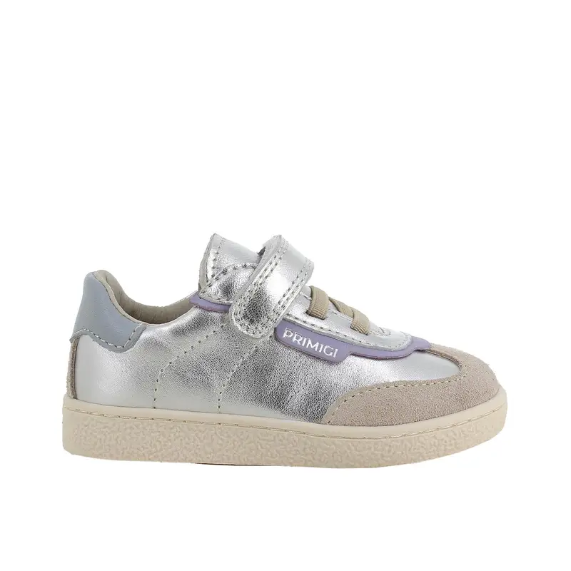 Sneakers da bambina argento con strap