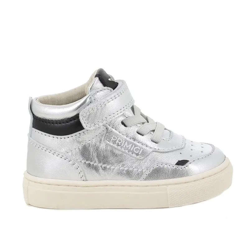 Sneakers da bambina argento con strap