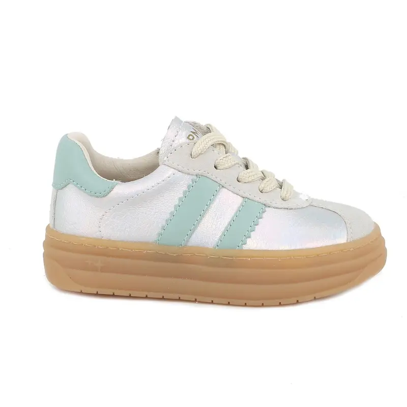 Sneakers da bambina argento con zip