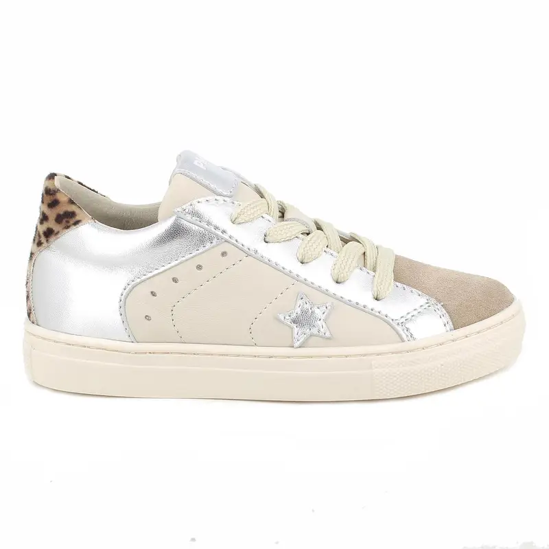 Sneakers da bambina beige con zip