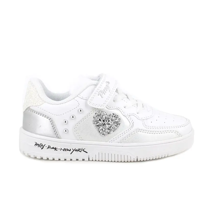 Sneakers da bambina bianco con strap