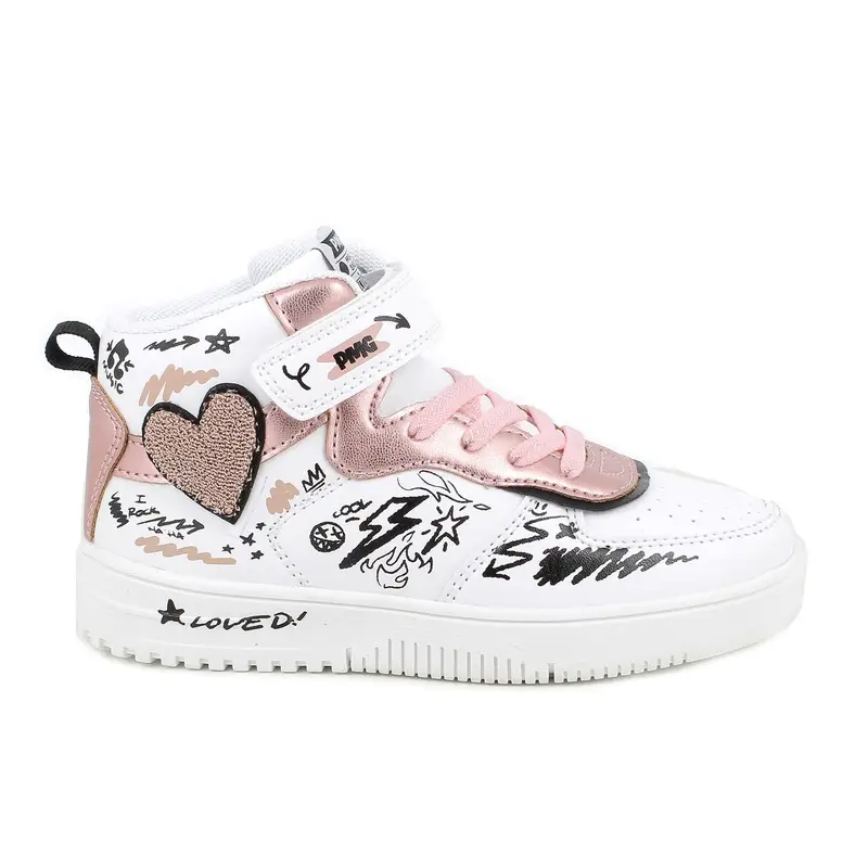 Sneakers da bambina bianco con strap