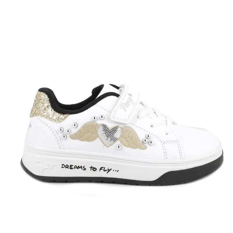 Sneakers da bambina bianco con strap