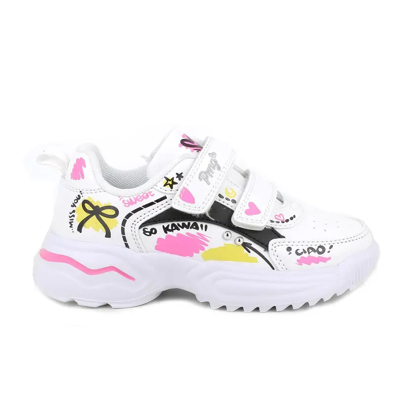 Sneakers da bambina bianco con strap