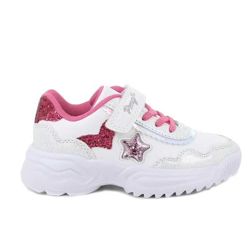 Sneakers da bambina bianco con strap