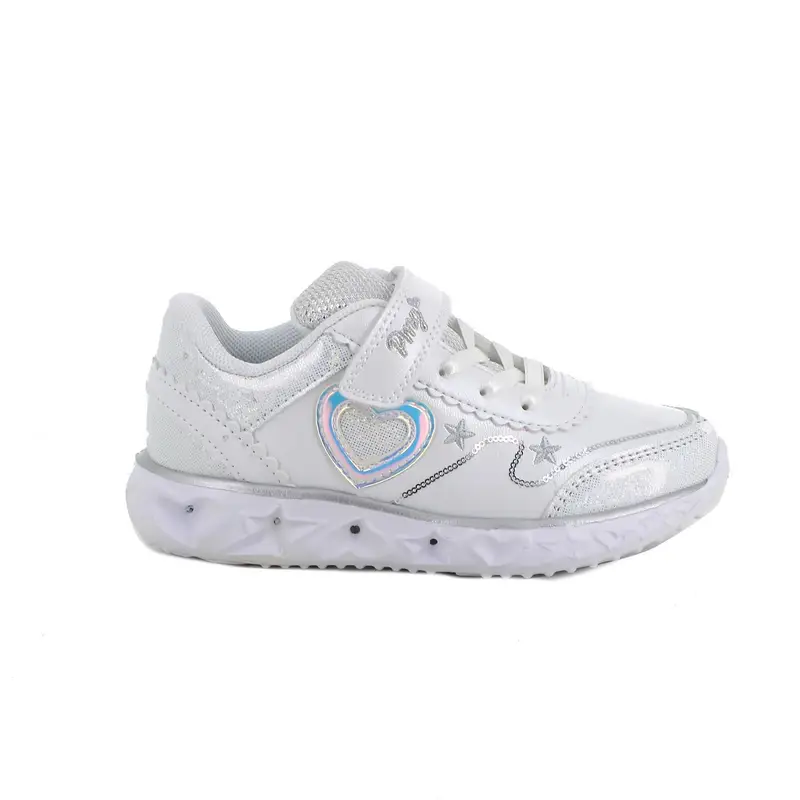 Sneakers da bambina bianco con strap