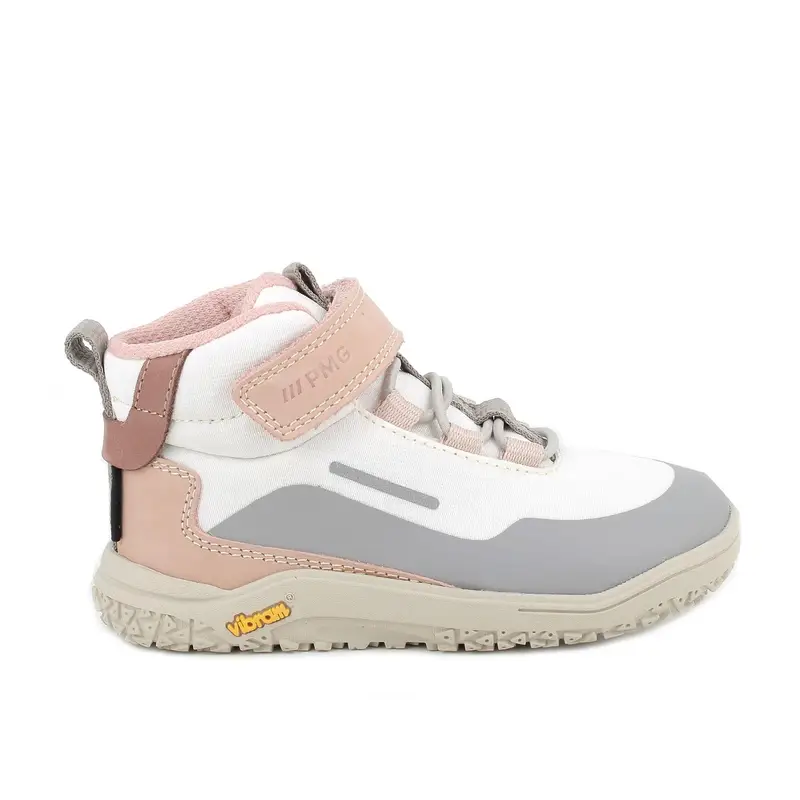 Sneakers da bambina bianco e grigio con strap
