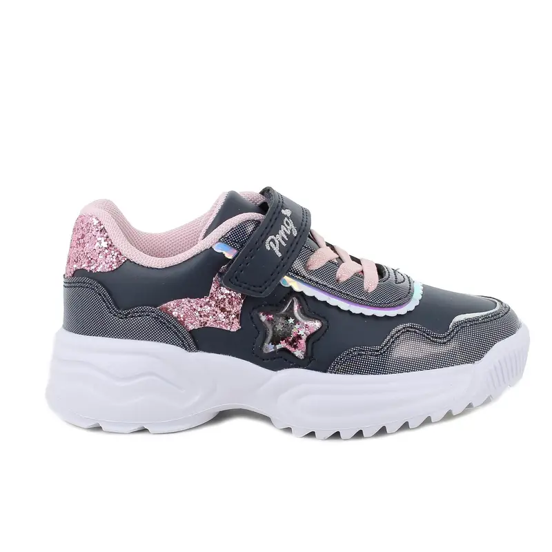 Sneakers da bambina blu con strap